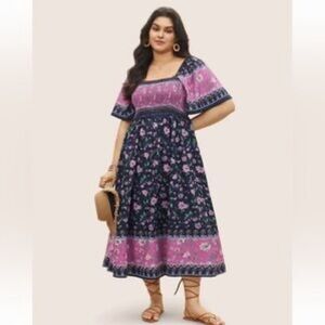 NWOT Bloomchic Ditsy Floral smocked maxi dress size 14/16